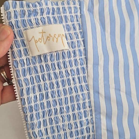 Petersyn striped. Crossover  ruffle cotton top. S - Picture 7 of 10